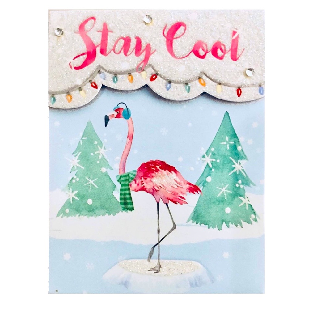 Molly & Rex Stay Cool Flamingo Holiday Sparkle Gem Mini Pocket Notepad (66655)
